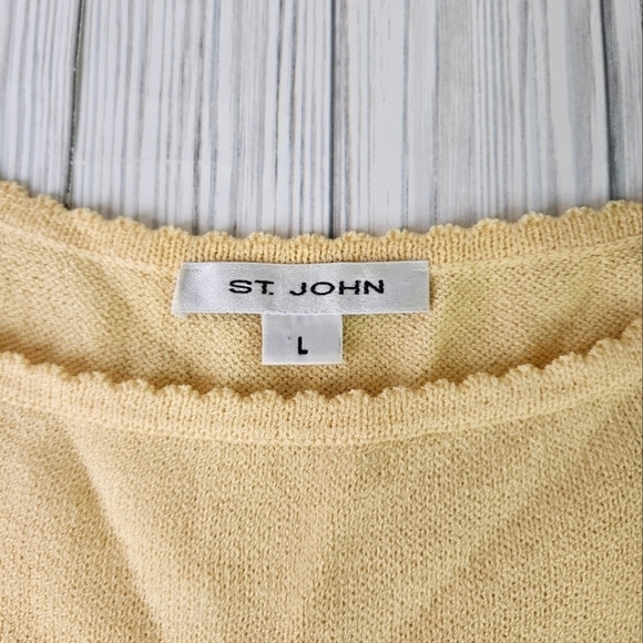 St. John Knit Square Neck Sweater Cami with Scalloped Hem in Yellow Size Large - Picture 6 of 10